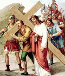 Stations of the cross - Way of the cross - Simon helps Jesus