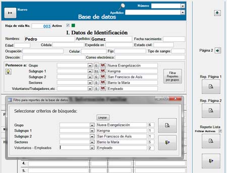 Base de datos Iglesia software