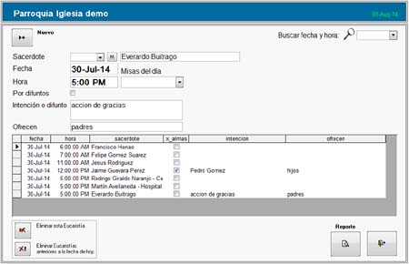 Misas, eucaristías, horarios, lugares - Iglesia Software